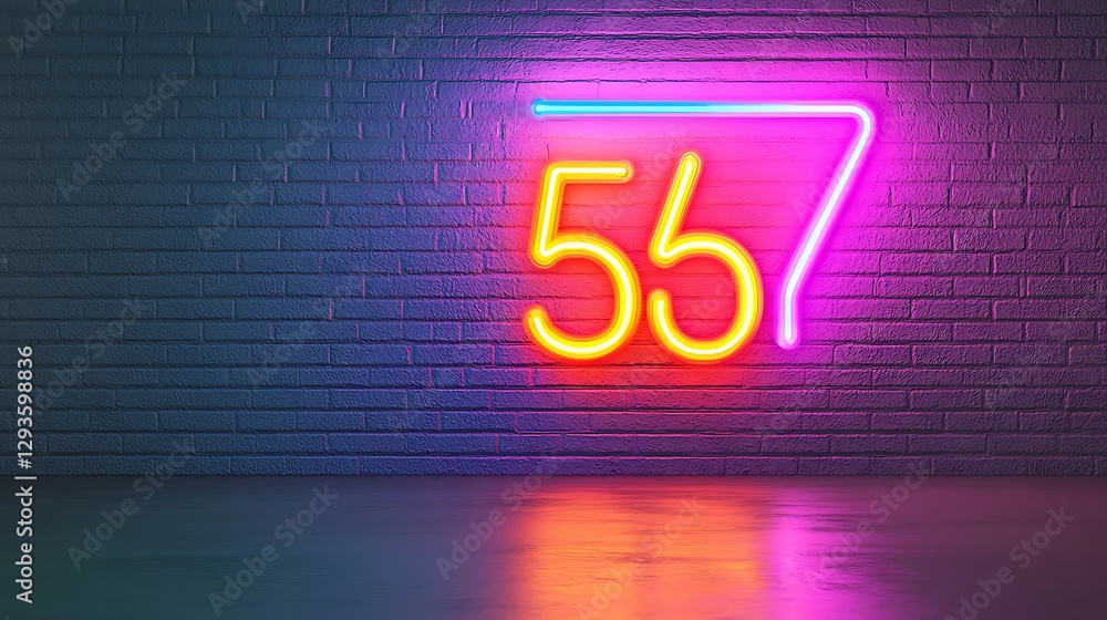 Poster a colorful neon sign displaying the numbers 