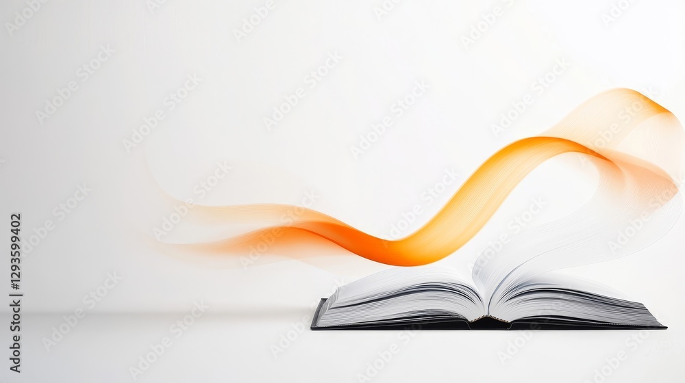 Aufkleber abstract concept of creativity with open book and colorful waves