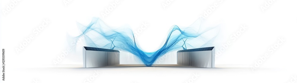Aufkleber abstract design with blue waves and smooth shapes on a light background