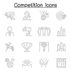 Competition, contest, tournament icons set in thin line style