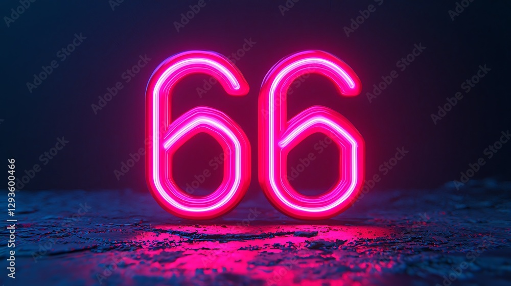 Poster a vibrant neon display showcases the number 