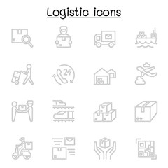 Logistic & Delivery icons set in thin line style