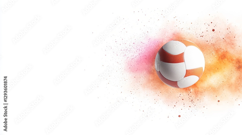 Poster dynamic colorful explosion with a soccer ball in motion