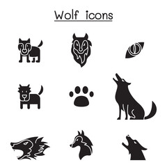 Wolf icon set in thin line style vector illustration graphic design