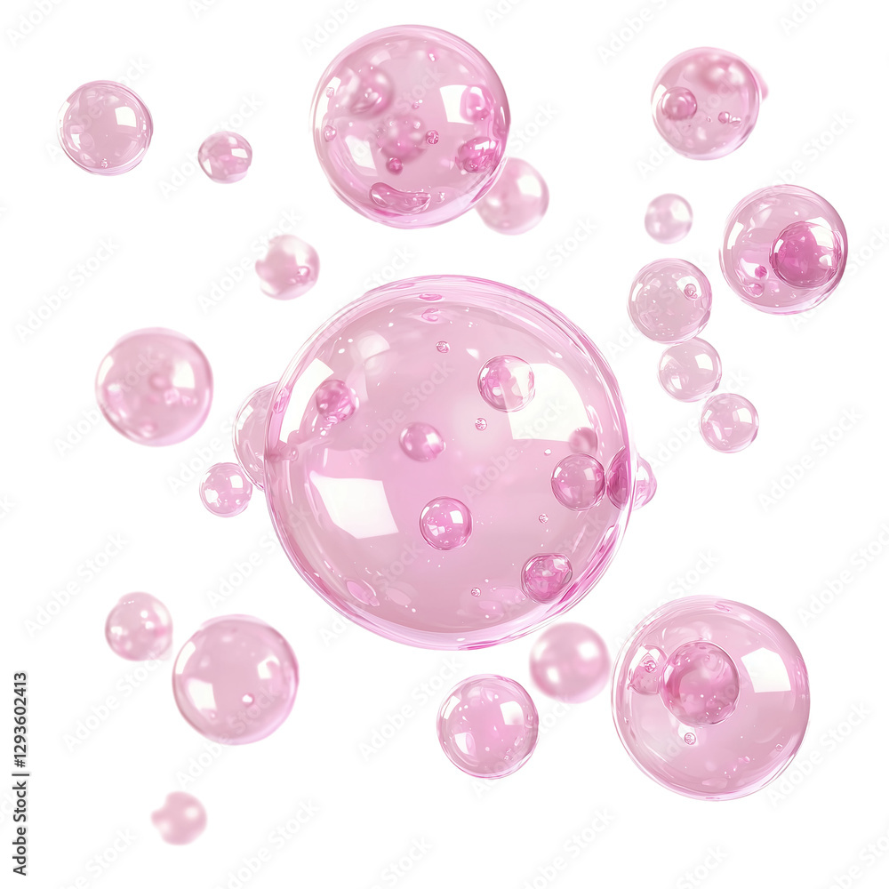 Poster pink bubbles abstract background design art 3d soft shiny isolated on transparent background