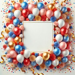 Colorful balloon  Frame with Glossy 3D Spheres 