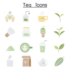 Tea icon set in thin line style