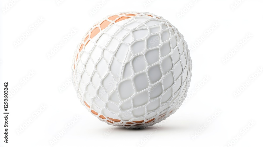 Aufkleber round object encased in a mesh pattern with white and orange details