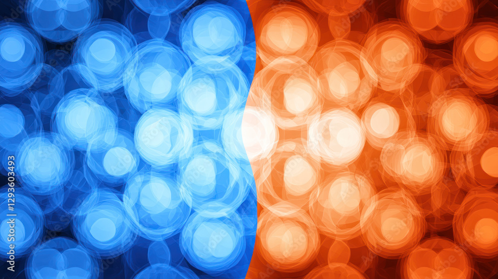 Aufkleber bright blue and orange bokeh background with soft circular lights creating festive atmosphere