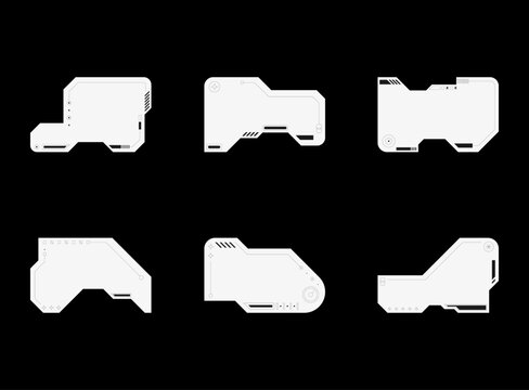 Futuristic element. Cyberpunk decals set. Hud interface design vector.