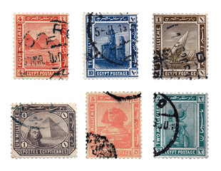 Stamps of the Egypt isolated on a white background