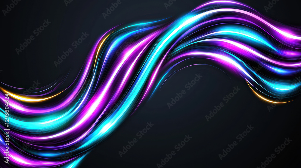 Poster vibrant abstract waves in purple and blue tones create dynamic visual effect
