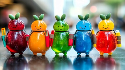 3d bubblestyle student clipart colorful rounded students holding school supplies resembling cute game avatars representing diverse learning activities with room for educational themes