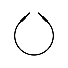 Audio cable with long round cord and two connectors.