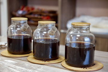 glass jars with spices