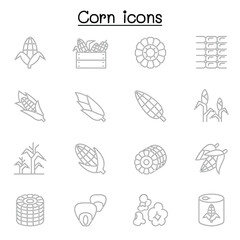 Corn icon set in thin line style