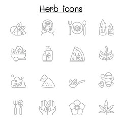 Herb icon set in thin line style
