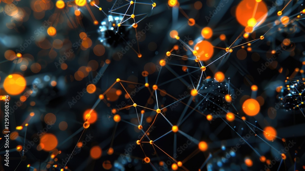 Poster this abstract visualization represents a wireless mesh network concept, highlighting the connectivit