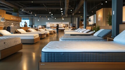 Serene Sleep Sanctuary: A Modern Mattress Showroom Display