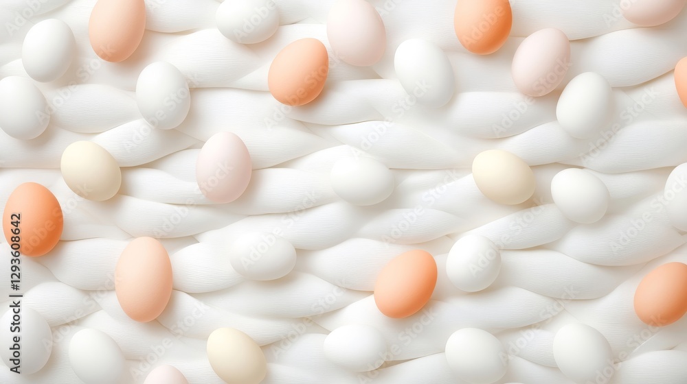 Aufkleber colorful eggs arranged on soft white background textures and patterns