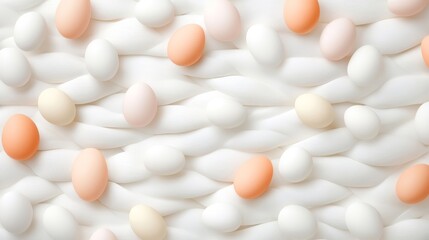 Colorful Eggs Arranged on Soft White Background Textures and Patterns