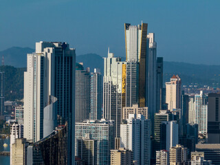 Fototapeta premium High angle view of Panama City skyline in the early morning light - stock photo