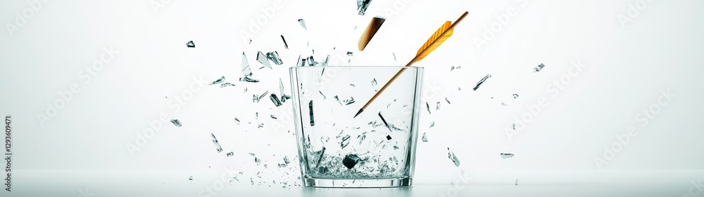 Poster shattering glass with dynamic motion effect and splintered pieces