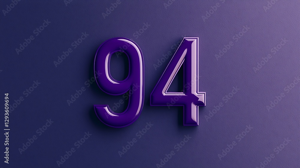 Poster a glossy purple number 