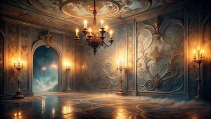 Obraz premium Opulent Baroque Room with Chandeliers and Ethereal Atmosphere
