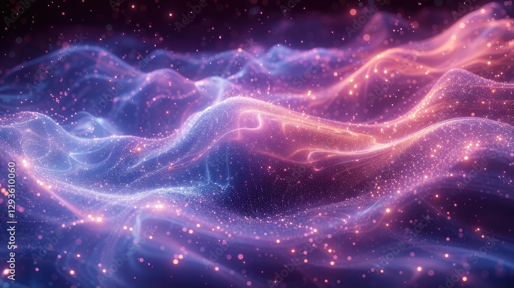 Poster a mesmerizing glowing blue object floats in the air, creating an abstract scene with luminous waves 