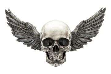 Digital design of dark skull with wings symbolism