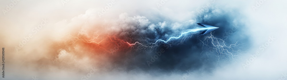 Aufkleber dynamic lightning bolt with colorful storm clouds in background