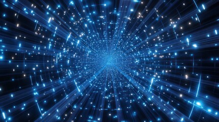 Naklejka premium Abstract digital tunnel, glowing lines, futuristic background. Possible use Technology, science fiction, digital art, website backgrounds, gaming assets