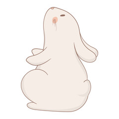 Rabbit sitting icon. Cute bunny with fluffy fur and long ears, sitting upright with a curious expression. Soft pastel colors create a gentle and adorable animal illustration