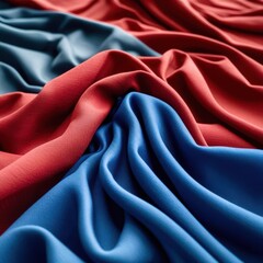 Fototapeta premium Blue and red fabric is folded in half