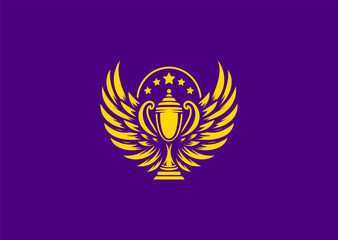 Winged Trophy Logo – A prestigious trophy encircled by majestic wings, symbolizing triumph and excellence.