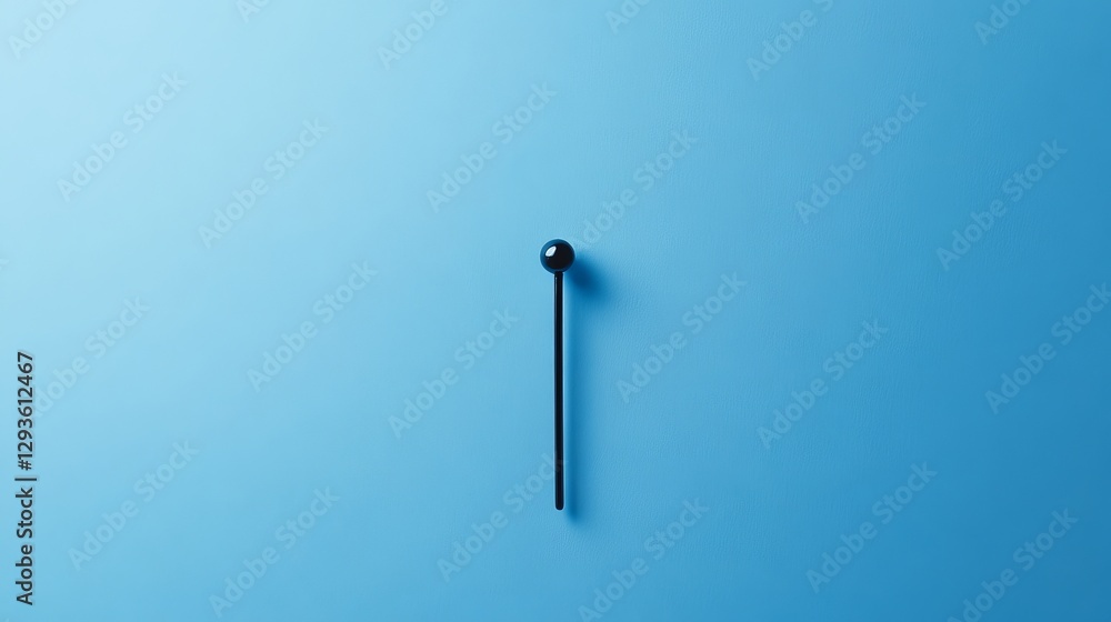 Poster simple minimalist black stick with round top on blue background modern design element abstract graph