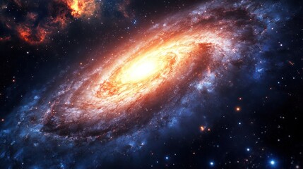 Obraz premium Spiral galaxy in deep space, cosmic view, vibrant nebulae