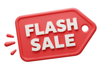 Red discount tag for sales and shopping online. Price percent emblem offer promotion isolated. 3d rendering.