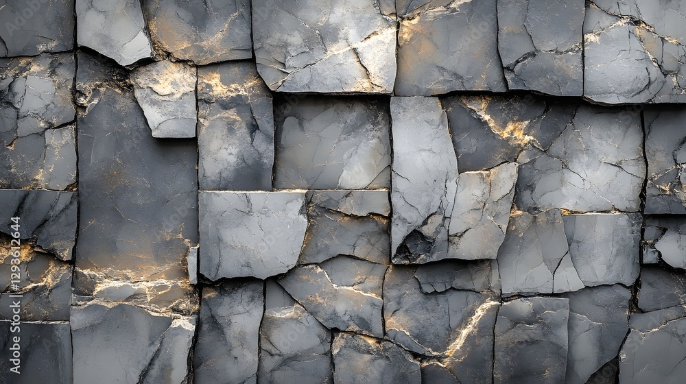 Aufkleber close-up view of a textured stone wall with shades of grey and gold. abstract background. abstract g