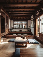 The interior showcases a traditional Japanese style living space