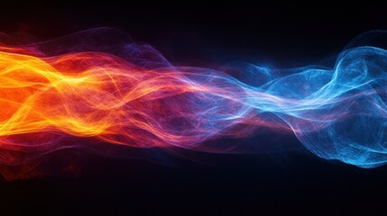 Obraz premium Abstract fiery and icy waves flowing, contrasting colors.