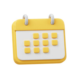 yellow calendar icon isolated on white