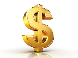 Obraz premium 3D Golden Dollar Sign Render Isolated on White Background