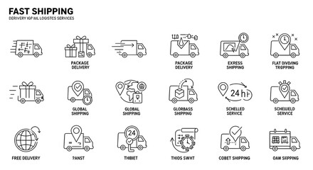 Conjunto de iconos de env&iacute;o y log&iacute;stica