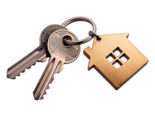 House keys with house shaped keychain, cut out