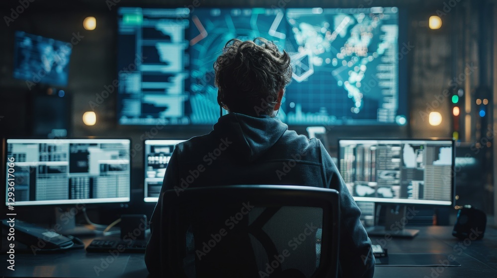 Poster monitoring global data trends with advanced technology in a high