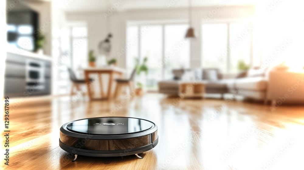 Poster exploring advanced lidar technology of a robotic vacuum in a mod
