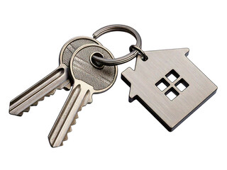 House keys with house shaped keychain, cut out