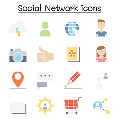 Social network, Social media icon set in thin line style
